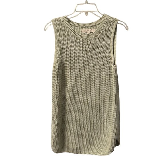 Sleeveless Light Green Knit Tunic Sweater By Loft Womens Size S 100% cotton - Picture 1 of 12